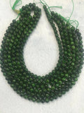 9mm Chrome Diopside Smooth Round , Very good quality,length 16 inch Necklace Natural Chrome Diopside,country of origin Russia