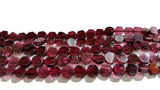 Garnet Flat Coin Shape 7 MM , Length of strand 14"