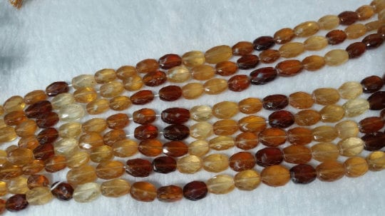 Hessonite Faceted Oval Shape graduated, Size of beads 8X12MM