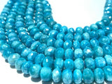 10 Pcs - 8 MM Moonstone Faceted Roundel Coated Beads -Good Quality faceted beads- Sky Blue Color