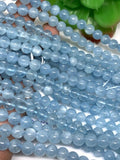 Aquamarine 6M Round Beads, Perfect Round Beads 5A Quality- Wholesale Price- Length 40 cm- Blue Aquamarine Beads