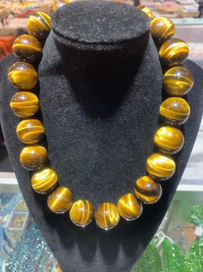 20mm Tiger Eye Round Beads 40 cm  Length  Good quality and Natural Tiger Eye - AAA Quality