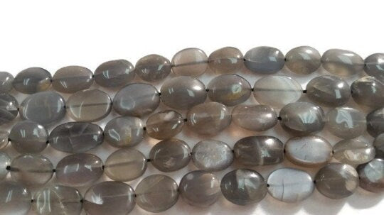 Grey Moonstone Oval 10x13 MM , Length of strand 15