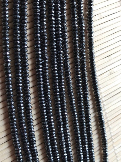 2 Strand Pack, Hematite Faceted Roundel, 3mm size, AAA Quality ,Natural hematite beads