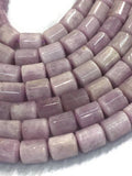 Kunzite 1/2 Strand Cylinder Shape Beads, 10x12mm size Kunzite Tube BeadsAAA Quality, Length 20cm Natural Kunzite Beads origin Brazil