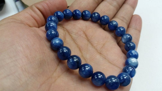 9mm Blue Kyanite Bracelet , Ready wear bracelet . Top Quality beads ,length 7.5 Inc  kyanite smooth Round , Country of Origin Africa