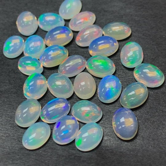 Ethiopian Opal 5x7 ( 6-Pcs) Pack -Code #05 AAAAA Quality (5A Grade) Opal Cabochon - Ethiopian Opal Oval Cabochon