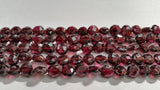 Garnet Faceted Buff Coin 7mm, Length of strand 15", Red Garnet, hand cutting.