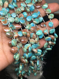 Natural Turquoise Smooth Pear shape 6X8MM . American Turquoise Top Quality briolette . length of strand 8" , Turquoise coating ,