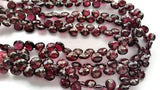 Garnet faceted Heart Shape Briolette-  5/6/7/8 mm Size - 7 Inch Strand - AAA Quality - Natural Garnet Briolette