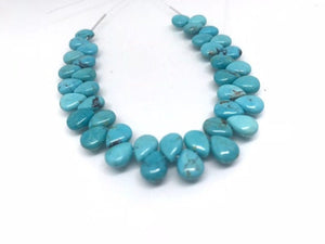 Turquoise Smooth Pear shape 7X10MM . Chilean Turquoise briolettes . length of strand 8", natural Turquoise