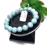 Larimar Bracelet 12M size Code# L7 Natural Super Quality Origin Dominican Republic Larimar Round bracelet Length 7.5 Inch Strech Cord .