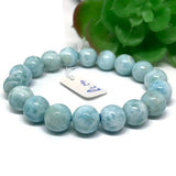 Larimar Bracelet 12M size Code# L7 Natural Super Quality Origin Dominican Republic Larimar Round bracelet Length 7.5 Inch Strech Cord .