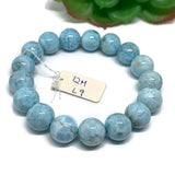 Larimar Bracelet 12M size Code# L9 Natural Super Quality Origin Dominican Republic Larimar Round bracelet Length 7.5 Inch Strech Cord .