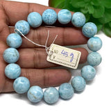 Larimar Bracelet 12M size Code# L9 Natural Super Quality Origin Dominican Republic Larimar Round bracelet Length 7.5 Inch Strech Cord .