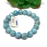 Larimar Bracelet 11M size Code# L11 Natural Super Quality Origin Dominican Republic Larimar Round bracelet Length 7.5 Inch Strech Cord .