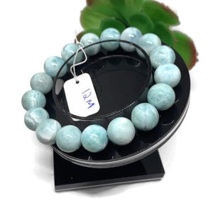 Larimar Bracelet 12M size Code# L13 Natural Super Quality Origin Dominican Republic Larimar Round bracelet Length 7.5 Inch Strech Cord .