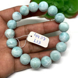 Larimar Bracelet 12M size Code# L13 Natural Super Quality Origin Dominican Republic Larimar Round bracelet Length 7.5 Inch Strech Cord .