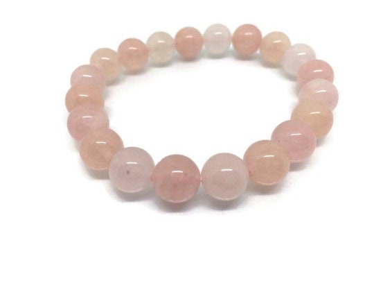 AAAA 10mm Morganite Bracelet - Beautiful Bracelet, Natural Morganite Beaded Bracelet , Gemstone Bracelet Code 01