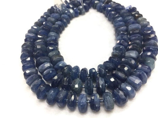 Blue Kyanite Faceted Roundel 14 mm , Top Quality Kyanite beads, 40 cm Length- Kyanite Faceted Rondelle