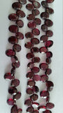 Garnet Faceted Oval Teek Polish 5x8mm Side Drill in 14 Inch Length , Natural Red Garnet , Origin India