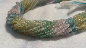 Multi Color Aquamarine faceted Rondelles AAA grade, size 3-3.5mm, Length 14" Micro Faceted