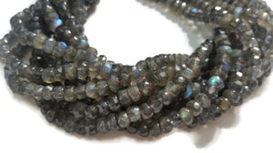 2 Strands- 7 mm Size - Dark Color Labradorite faceted Hand cut - Length of strand 14"