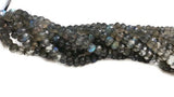 2 Strands- 7 mm Size - Dark Color Labradorite faceted Hand cut - Length of strand 14"