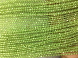 10 strands Pack Peridot faceted Round 2-2.5mm, Length 14" Micro faceted round beads. Top Quality faceted