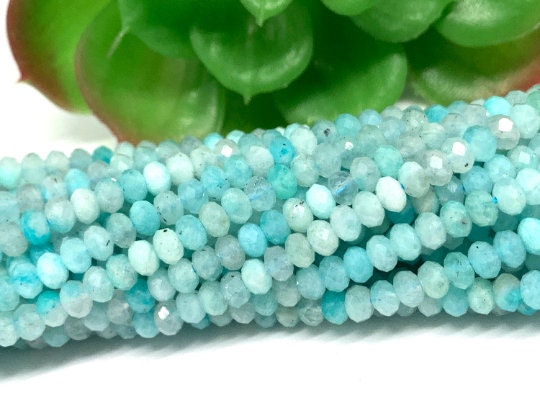 Amazonite 4.5M faceted Roundel , AAA Gems Quality Strand, 15 Inch Strand, Wholesale Price , natural gemstone