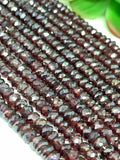 GARNET 5mm, Garnet Faceted Roundel Beads- 15 Inch Length - Garnet Coated Faceted Beads - Garnet Coating Beads