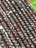 GARNET 5mm, Garnet Faceted Roundel Beads- 15 Inch Length - Garnet Coated Faceted Beads - Garnet Coating Beads