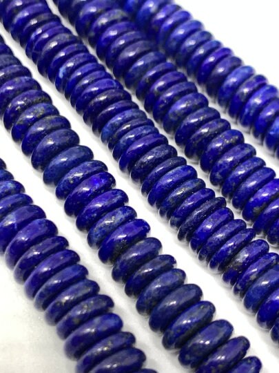 Lapis 7MM , Lapis Roundel Beads , AAA Quality Dark Blue Color , 40 cm Length- Lapis Roundel Beads Natural Lapis Beads origin Afghanistan