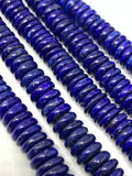 Lapis 7MM , Lapis Roundel Beads , AAA Quality Dark Blue Color , 40 cm Length- Lapis Roundel Beads Natural Lapis Beads origin Afghanistan