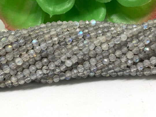 Labradorite 2.5M Round faceted beads,Micro faceted beads in length 15 Inch . natural gemstone , origin is Madagascar