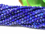 Lapis Lazuli 3M Round faceted , High Quality faceted, Lapis Lazuli faceted ,Micro faceted Beads, length 15"