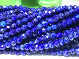 Lapis Lazuli 3M Round faceted , High Quality faceted, Lapis Lazuli faceted ,Micro faceted Beads, length 15"