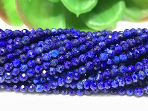 Lapis Lazuli 3M Round faceted , High Quality faceted, Lapis Lazuli faceted ,Micro faceted Beads, length 15"