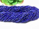 Lapis Lazuli 3M Round faceted , High Quality faceted, Lapis Lazuli faceted ,Micro faceted Beads, length 15"