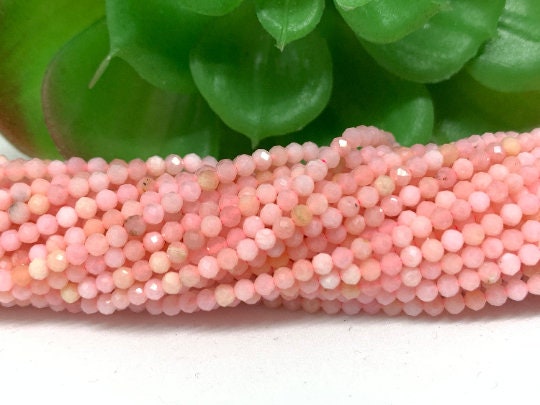 Pink Opal Faceted 2M Round size, Super Quality , Natural PInk Opal beads , Micro faceted gemstone beads. origin from Peru .