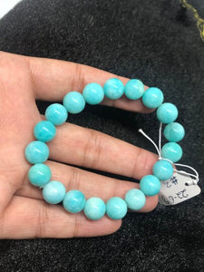 10mm Amazonite Round Beaded Bracelet . Length in 7.5 Inch Stretch Bracelet, Amazonite Bracelet- Top Quality code #3