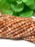 Sunstone 3M faceted Round top quality , 15 Inch Strand- Sunstone Round Faceted , Micro faceted beads .