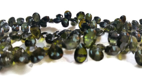 Green Tourmaline Faceted Pear Shape 5x7 - 6x8 MM , Top Quality beads , tourmaline briolette