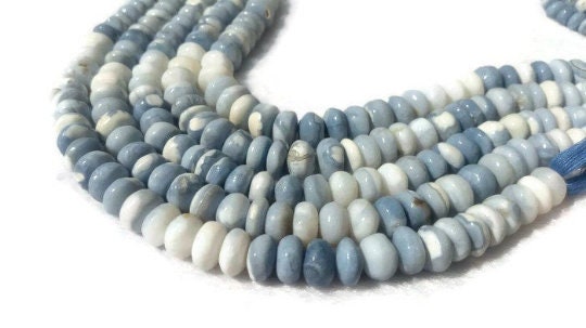 9MM PERUVIAN BLUE opal Smooth Roundel shape, Natural opal beads, Length 10