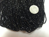 5 Strands - Black Spinel Roundel Beads - Micro Cut Stone Measures - 2.5 mm beads