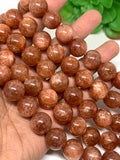 Sunstone Round Beads 14 mm AAAA Quality 40 cm Strand, Top Grade sSunstone Round Beads- Natural sunstone with many flash