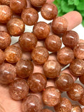 Sunstone Round Beads 14 mm AAAA Quality 40 cm Strand, Top Grade sSunstone Round Beads- Natural sunstone with many flash