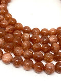 Sunstone Round Beads 10 mm AAAA Quality 40 cm Strand, Top Grade sSunstone Round Beads- Natural sunstone with many flash