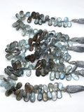 Moss Aquamarine 7x13 mm Pear Faceted -Moss Aqua Briolettes, Length 8 inch Top Quality AAAA- Moss Aquamarine Pear Shape Beads