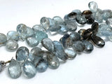 Moss Aquamarine 8x12 mm Pear Faceted -Moss Aqua Briolettes, Length 8 inch Top Quality AAAA- Moss Aquamarine Pear Shape Beads